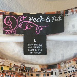 Peck & Peck Blouse Top Multicolor 3/4 - Long Sleeve Size L